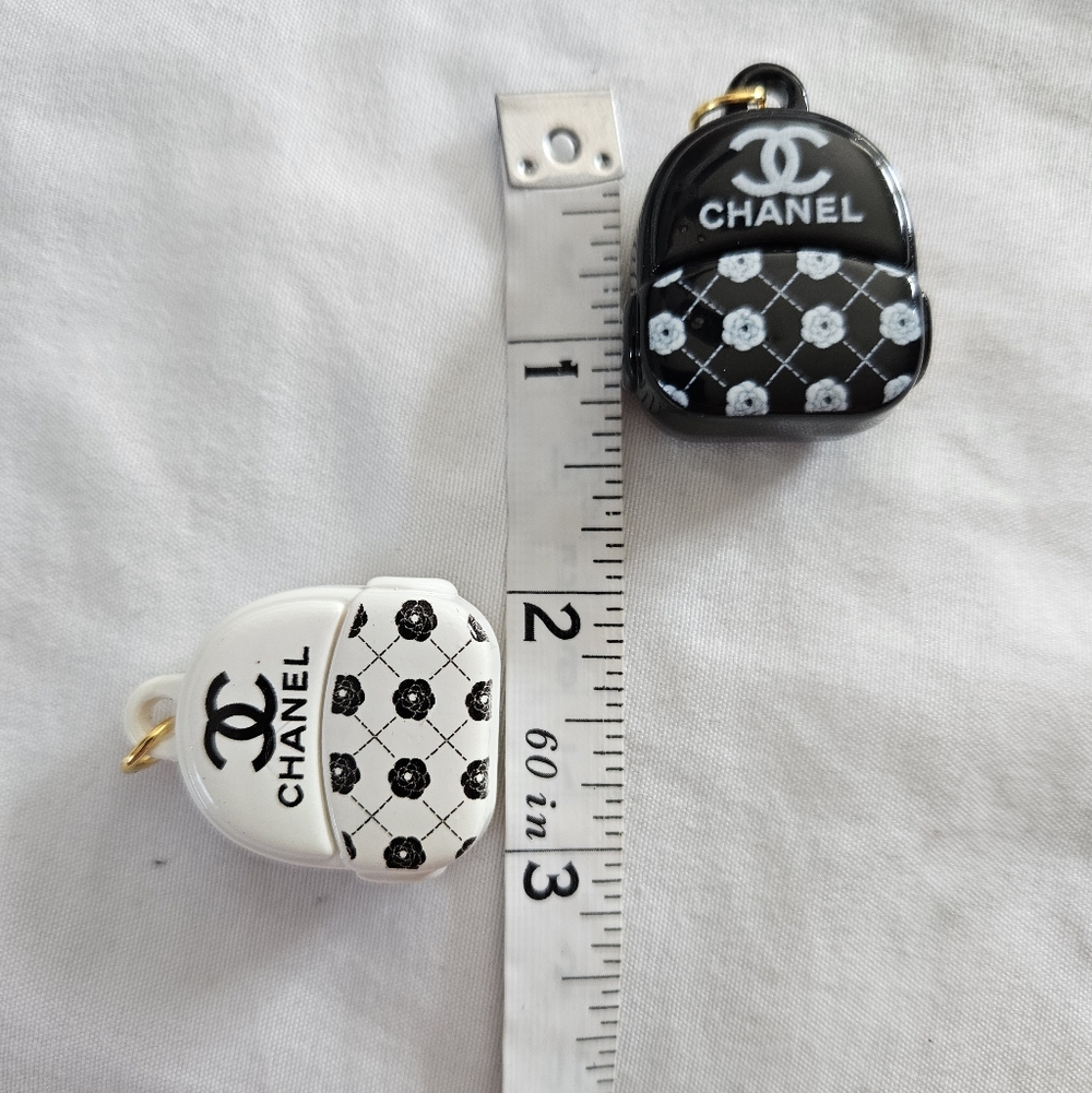 CHANEL Stamped Resin Backpack Replacement Pull Charms - Black Or White - Picture 6 of 8